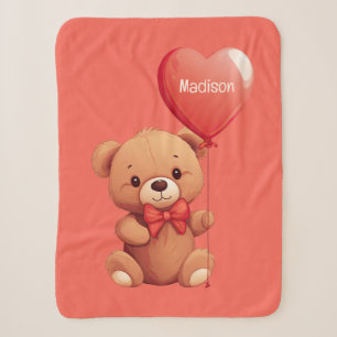 Custom Name Love Teddy Sherpa Blanket