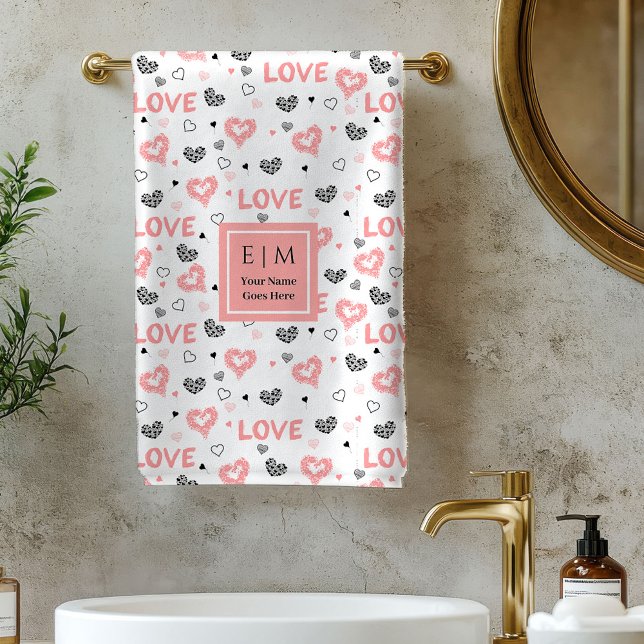 Custom Name Love Text Bath Towel Valentine Gift (Custom Name Love Text Bath Towel Valentine Gift)