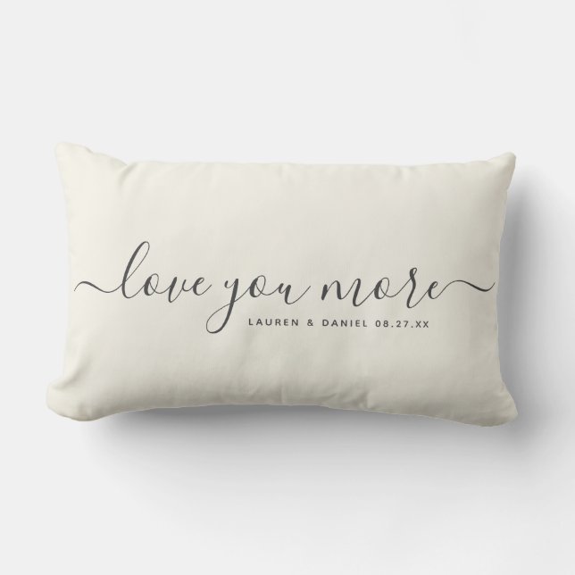 Custom Name Love you More Valentine's Day Newlywed Lumbar Cushion (Front)