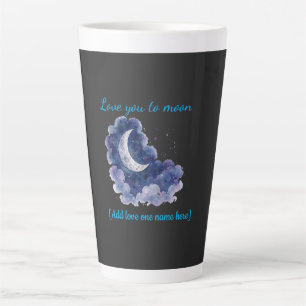 Custom Name Love You to the Moon Watercolor Moon a Latte Mug