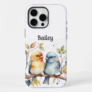 Custom Name Lovebirds Wildlife Nature Animal Art iPhone 16 Pro Max Case