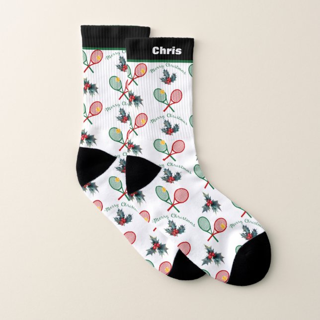 Custom name Lovely 🎄Christmas 🎾tennis Socks (Pair)