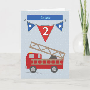 Custom Name, Lucas Custom Age, 2nd Birthday Firetr Card