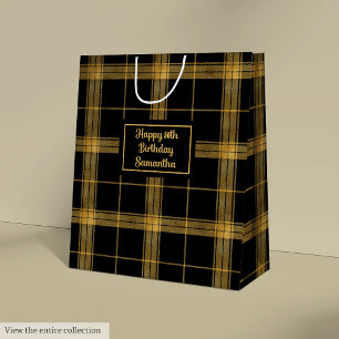 Custom Name Luxury Black Gold Gift Bag