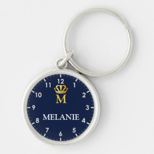 Custom Name Luxury Royal Elegant Monogran Key Ring