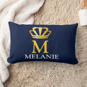 Custom Name Luxury Royal Elegant Monogran  Lumbar Cushion