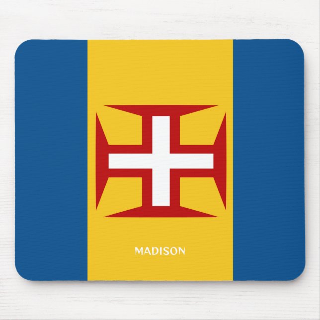 Custom Name Madeira Flag Mouse Mat (Front)