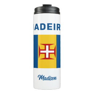 Custom Name Madeira Flag Thermal Tumbler
