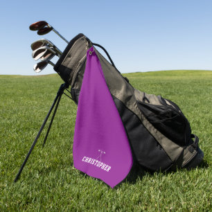 Custom Name Magenta Golf Towel