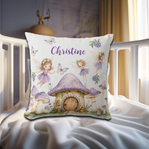 Custom Name Magic Fairies Purple Garden Cushion