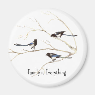 Custom Name Magpie Bird Family is Everything Magnet
