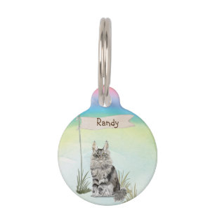 Custom Name Maine Coon Cat Pet Tag