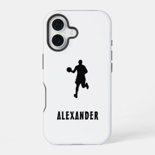Custom Name Male Basketball Player Black And White iPhone 16 Case