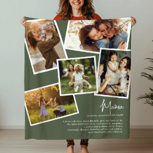 Custom Name Mama Definition Memories Photo Collage Fleece Blanket