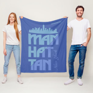 Custom Name Manhattan New York Fleece Blanket