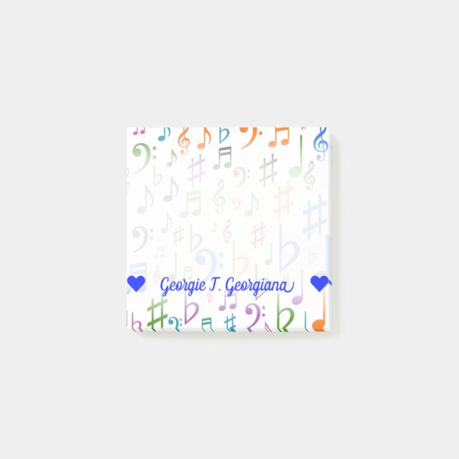 Custom Name; Many Colourful Music Notes and (Front)