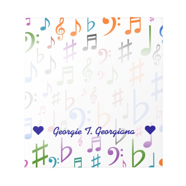 Custom Name; Many Colourful Music Notes and Symbol (Front)