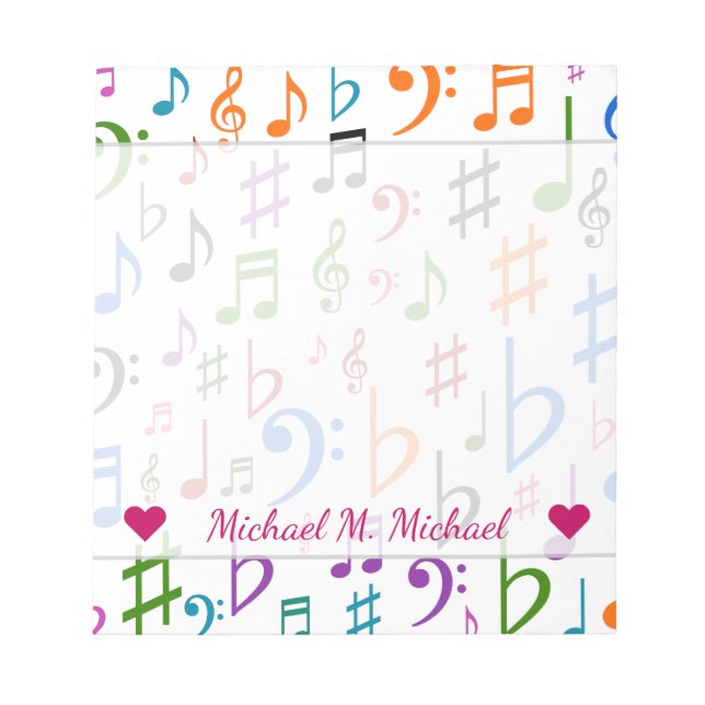 Custom Name; Many Colourful Music Notes and Symbol (Front)