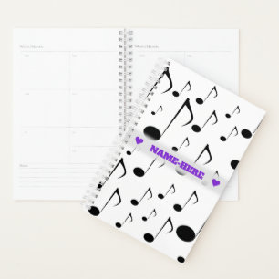 Custom Name + Many Musical Notes Pattern Planner