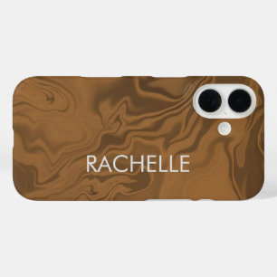Custom name marble brown texture iPhone 16 case
