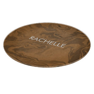 Custom name marble brown texture cutting board