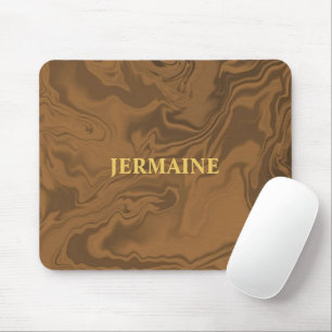 Custom name marble brown texture mouse mat