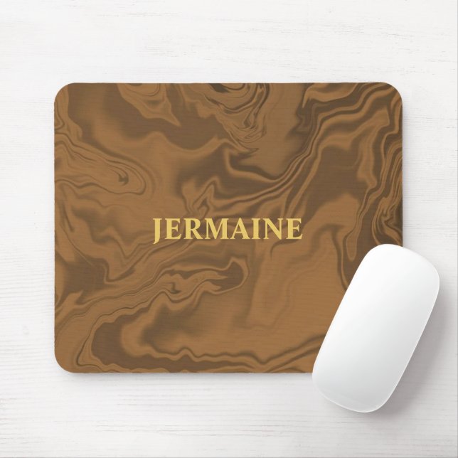 Custom name marble brown texture mouse mat (With Mouse)