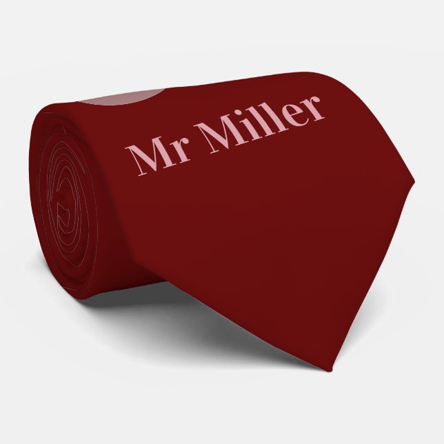 Custom name maroon red tie (Rolled)