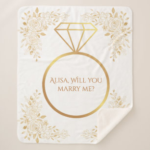 Custom Name Marriage Proposal Blanket, Proposal Sherpa Blanket