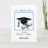 Custom Name Master's Degree Man Graduation Blue