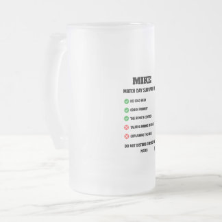 Custom Name Match Day Survival Kit Funny SportsFan Frosted Glass Beer Mug