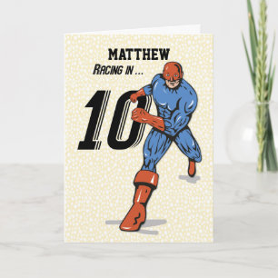 Custom Name, Matthew, 10th Birthday Superhero Card