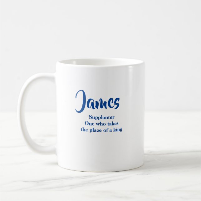 Custom Name Meaning James Blue Coffee Mug (Left)
