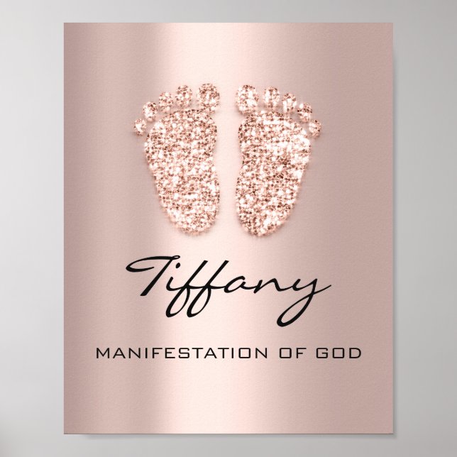 Custom Name Meaning New Baby Feet Rose Gift Poster (Front)