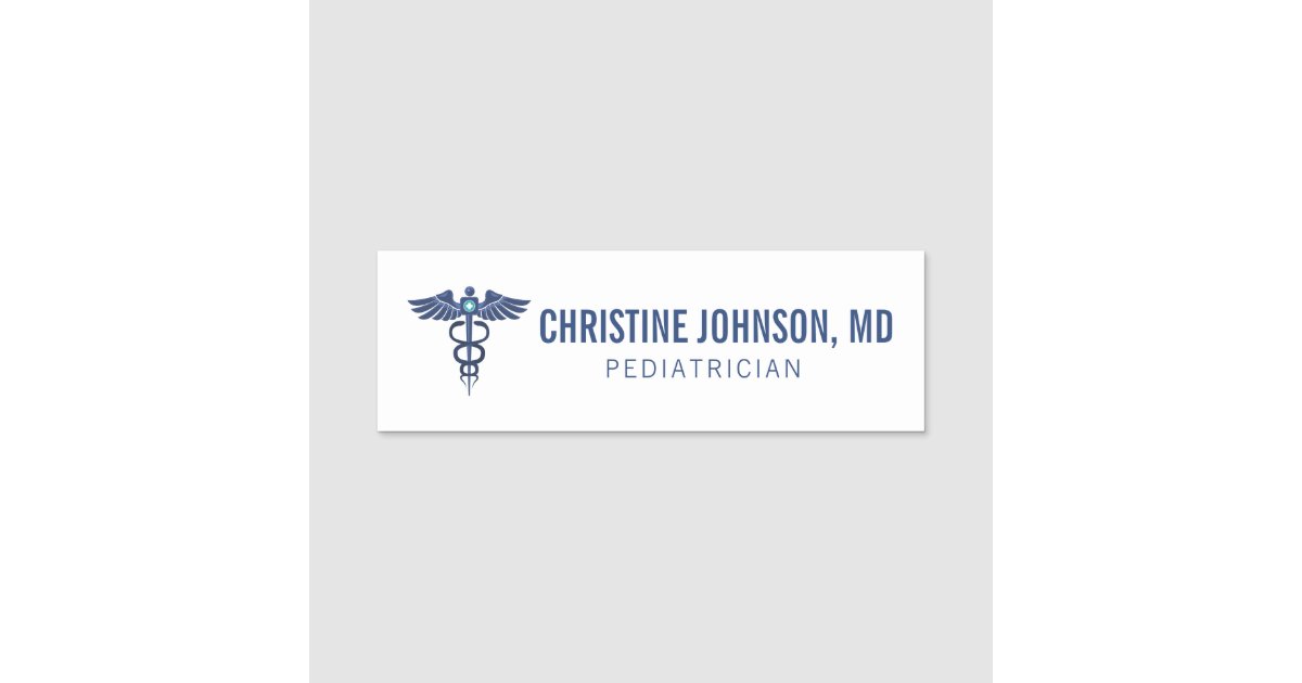 Custom Name | Medical Caduceus | Doctor Nurse Name Tag | Zazzle.co.uk