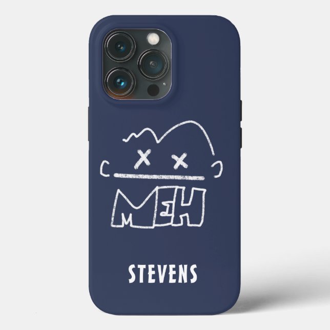 Custom Name Meh Funny Face Emoji Case-Mate iPhone Case (Back)