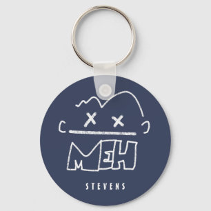 Custom Name Meh Funny Face Emoji Key Ring