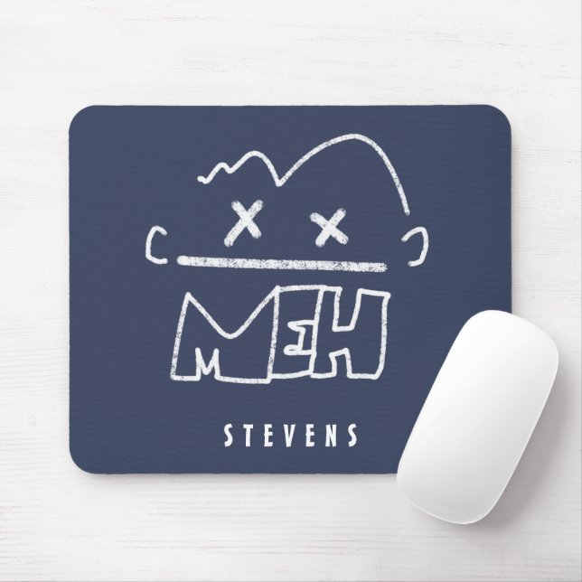 Custom Name Meh Funny Face Emoji Mouse Mat (With Mouse)