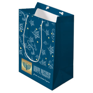 Custom Name Menorah Design Passover Gift Bags
