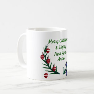 Custom Name  Merry Christmas &  Happy  New Year Coffee Mug