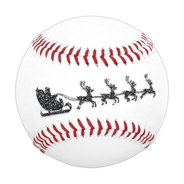 Custom Name Merry Christmas Santa Reindeer  Baseball (Front)