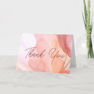 Custom Name Message Feminine Peach Floral Business Thank You Card