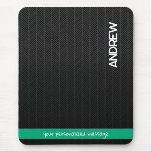 Custom Name & Message Personalised Modern Black Mouse Mat