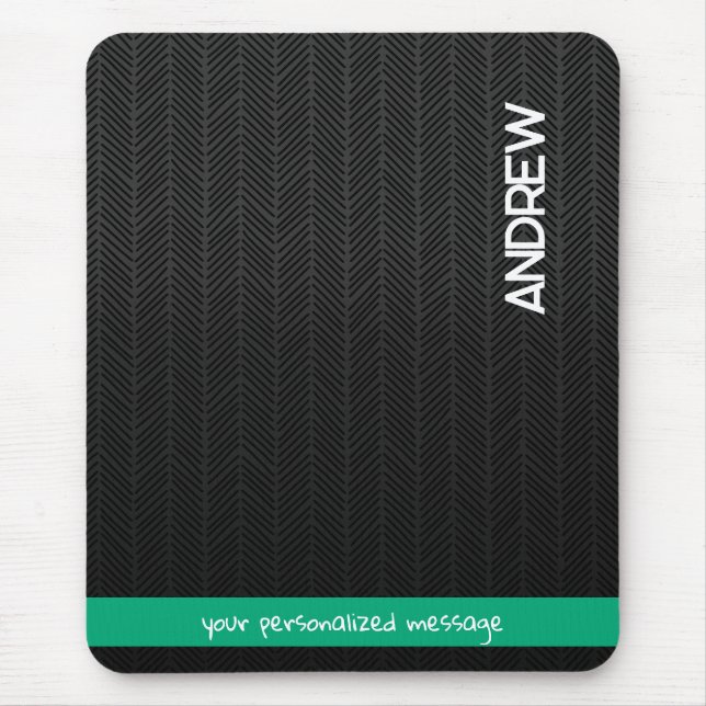 Custom Name & Message Personalised Modern Black Mouse Mat (Front)