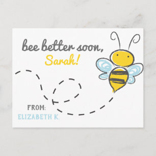 *Custom name message recipient* bee better soon! Postcard