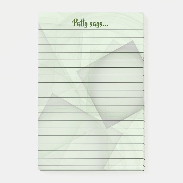 Custom Name Message Writer Pastel Green Geometric Post-it Notes (Front)