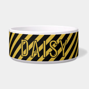Custom Name Metallic Gold Black Stripe Pattern