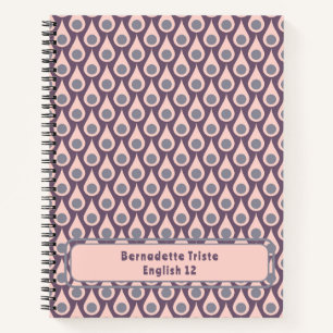 Custom Name Midcentury Modern Pink Purple Notebook