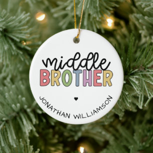 Custom Name Middle Brother Cute Personalised Ceramic Tree Decoration