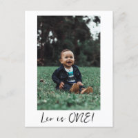 Custom Name Minimal Leo 1st Birthday First Photo